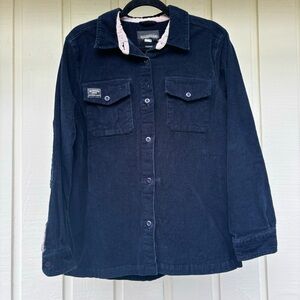 Wildfang Corduroy Long Sleeve Button Up - Navy - M